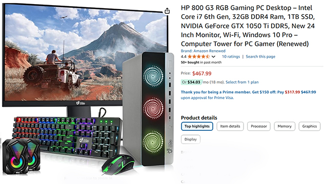 HP 800 G3 RGB Gaming PC